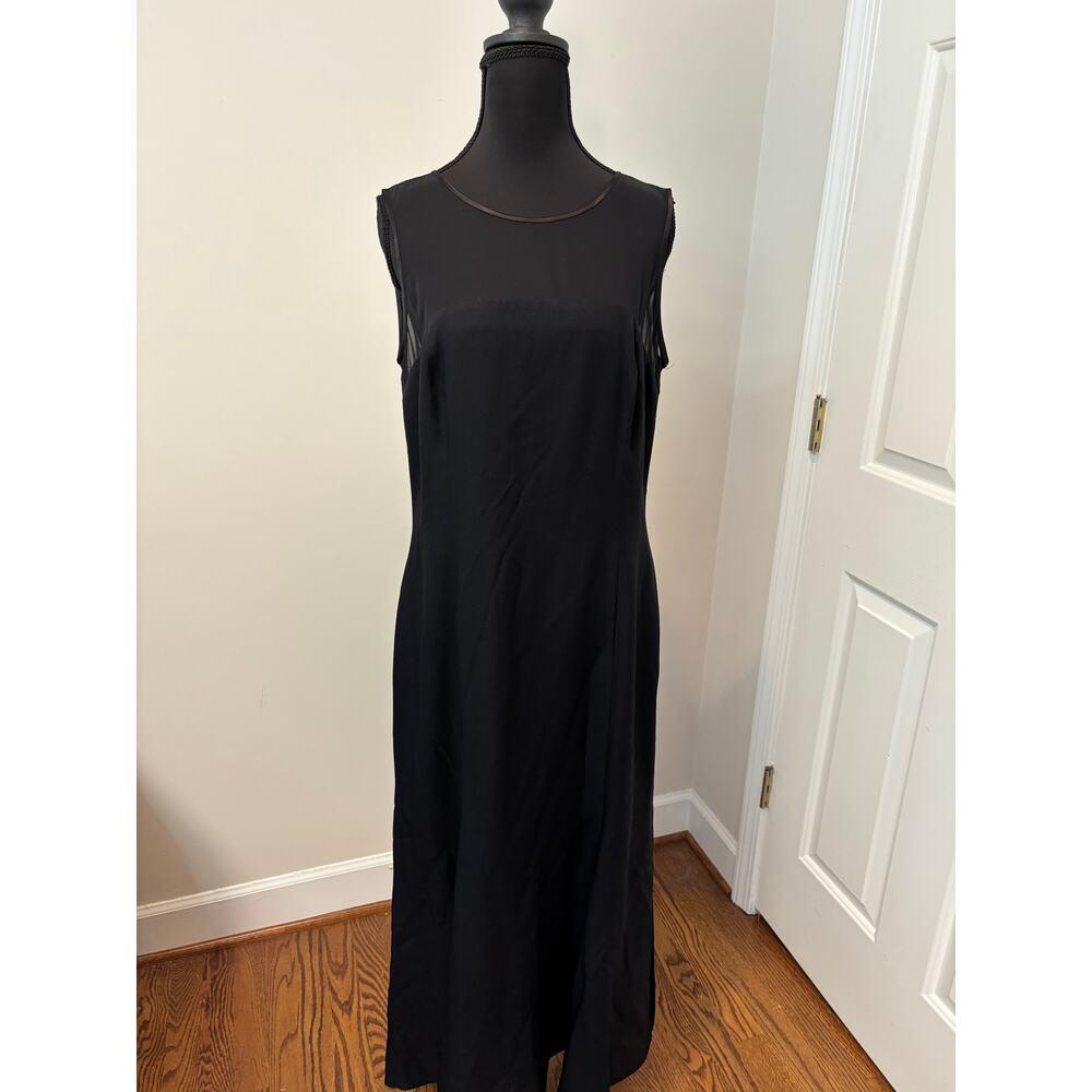 Donna Rico Black Sleeveless Midi Dress with Sheer Neckline
